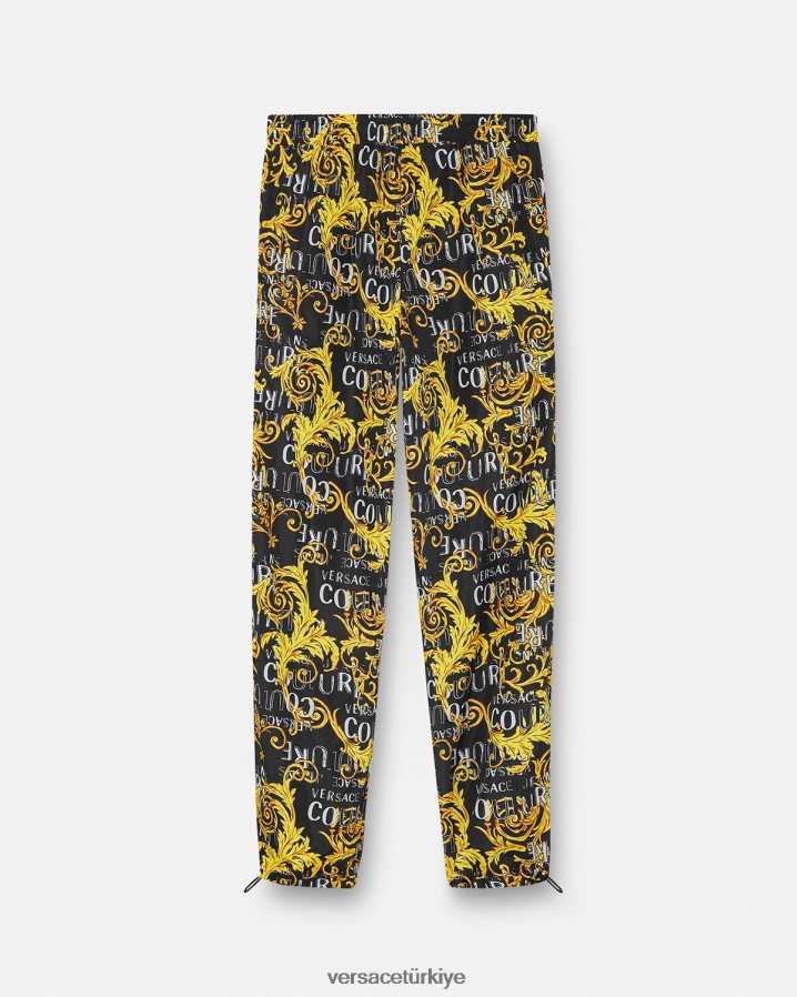 Versace logo couture ipli pantolon erkekler siyah altın Giyim B0HHR82430