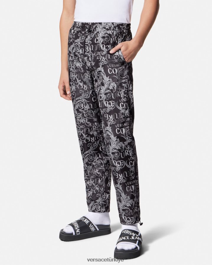 Versace logo couture ipli pantolon erkekler siyah ve baskı Giyim B0HHR82431