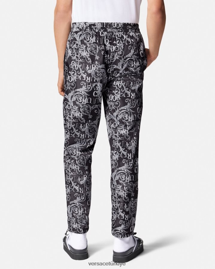 Versace logo couture ipli pantolon erkekler siyah ve baskı Giyim B0HHR82431