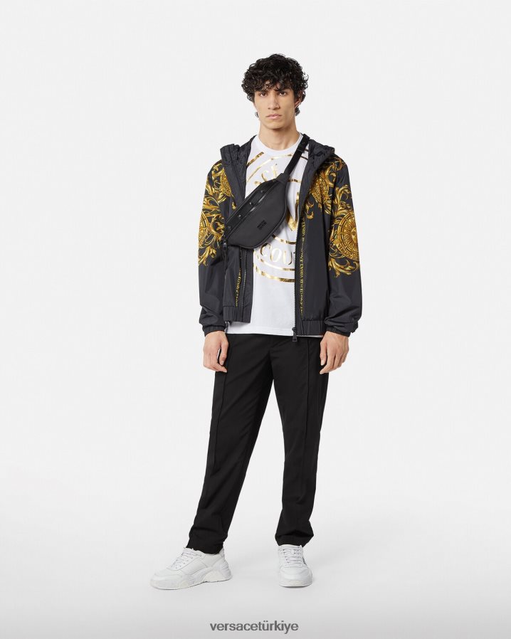 Versace logolu pantolon erkekler siyah Giyim B0HHR82438