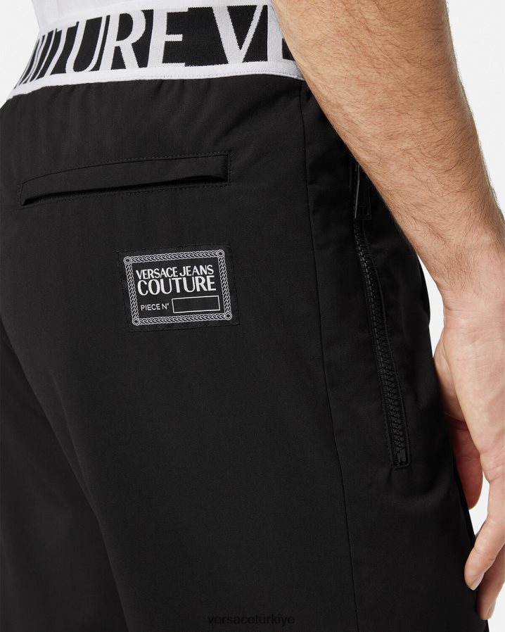 Versace logolu pantolon erkekler siyah Giyim B0HHR82438