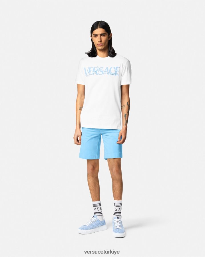 Versace medusa biggie bermuda şort erkekler açık mavi Giyim B0HHR81445