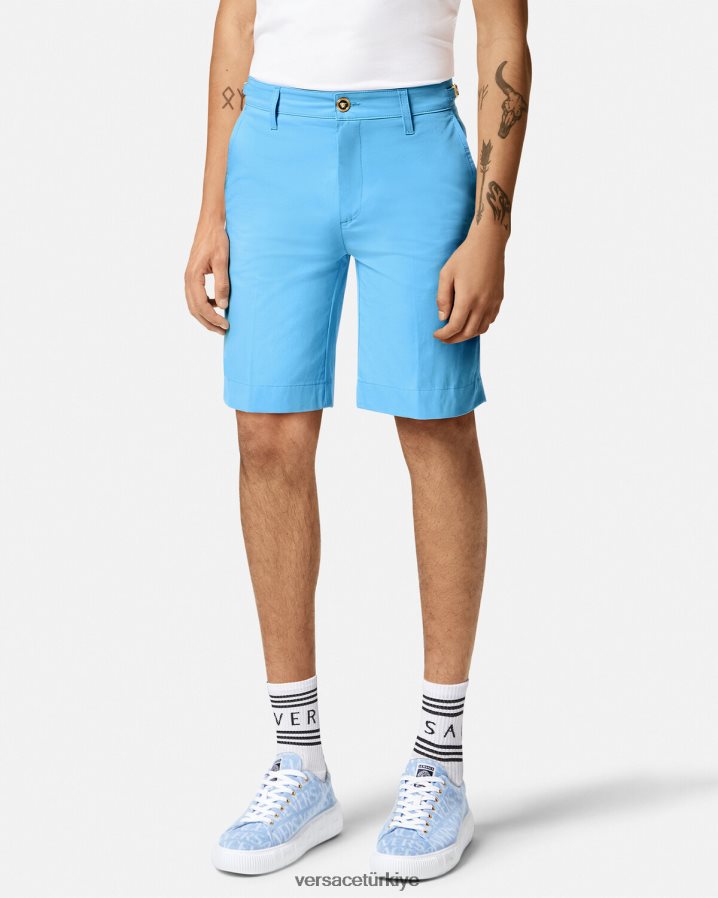 Versace medusa biggie bermuda şort erkekler açık mavi Giyim B0HHR81445