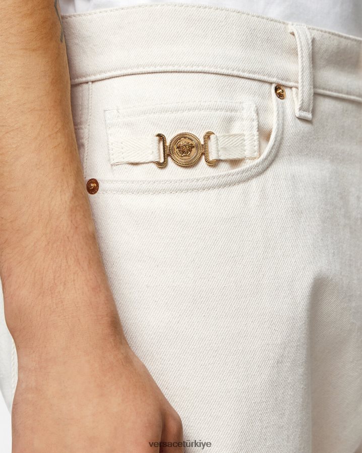Versace medusa biggie kot pantolon erkekler beyaz Giyim B0HHR81444