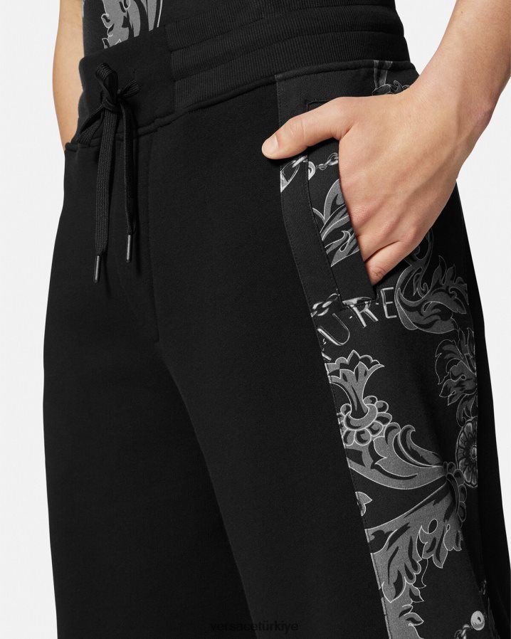 Versace zincir couture eşofman altı erkekler siyah Giyim B0HHR82441