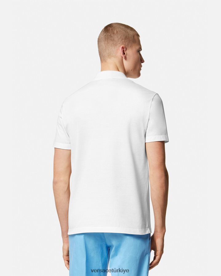 Versace deniz kabuğu barok logolu polo gömlek erkekler beyaz Giyim B0HHR81361