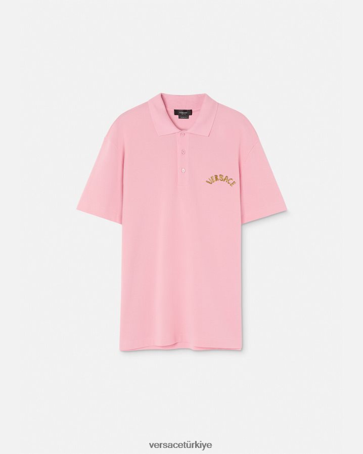 Versace deniz kabuğu barok logolu polo gömlek erkekler pembe Giyim B0HHR81365