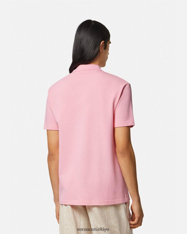 Versace deniz kabuğu barok logolu polo gömlek erkekler pembe Giyim B0HHR81365