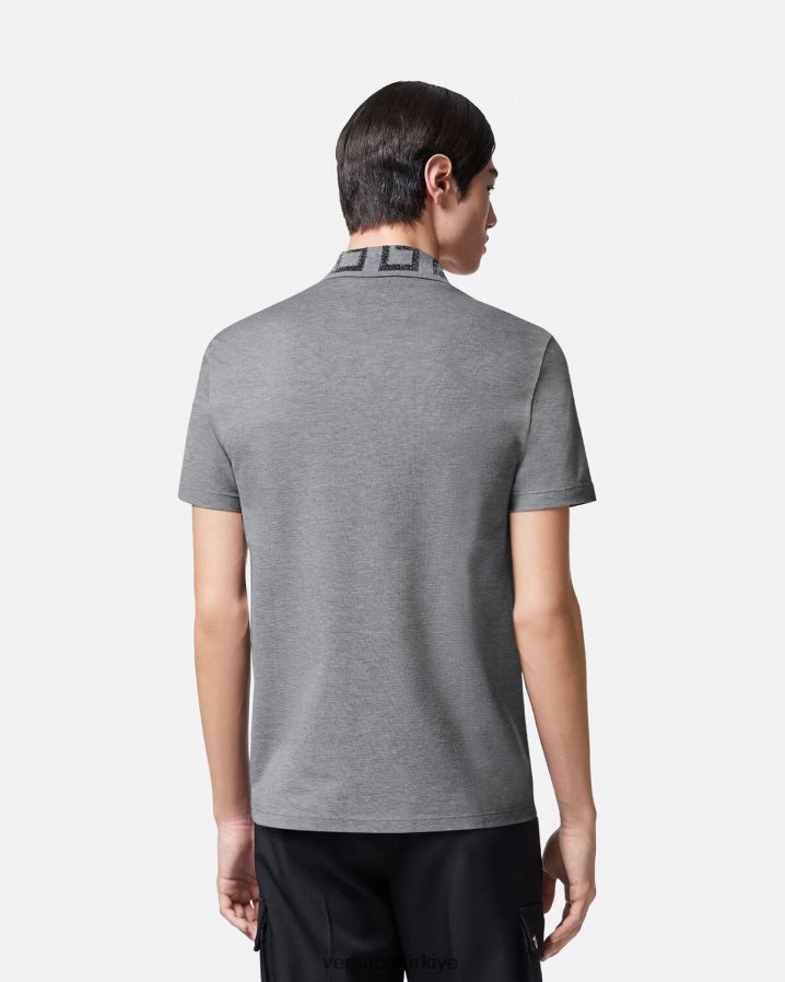 Versace greca kısa kollu polo gömlek erkekler gri Giyim B0HHR81358