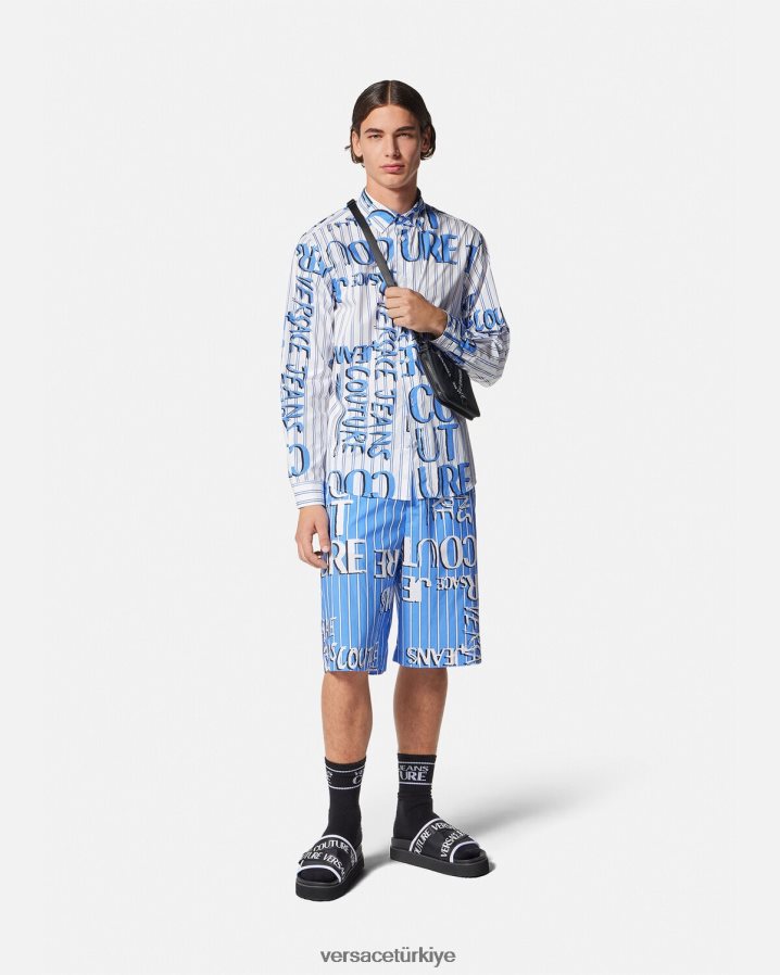 Versace karalama logolu gömlek erkekler beyaz Giyim B0HHR82374