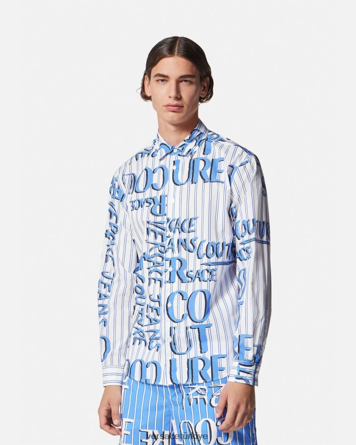 Versace karalama logolu gömlek erkekler beyaz Giyim B0HHR82374