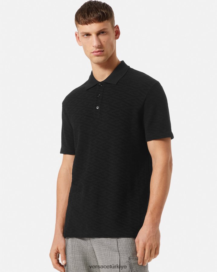 Versace la greca polo gömlek erkekler siyah Giyim B0HHR81394