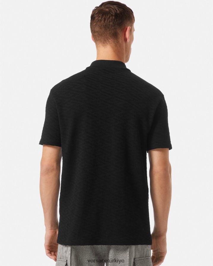 Versace la greca polo gömlek erkekler siyah Giyim B0HHR81394