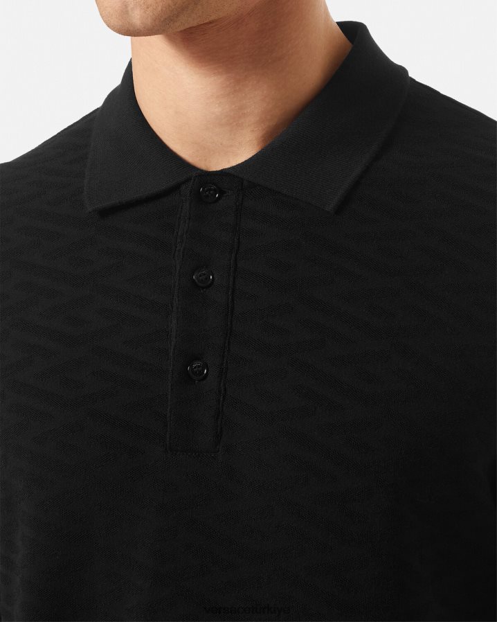 Versace la greca polo gömlek erkekler siyah Giyim B0HHR81394