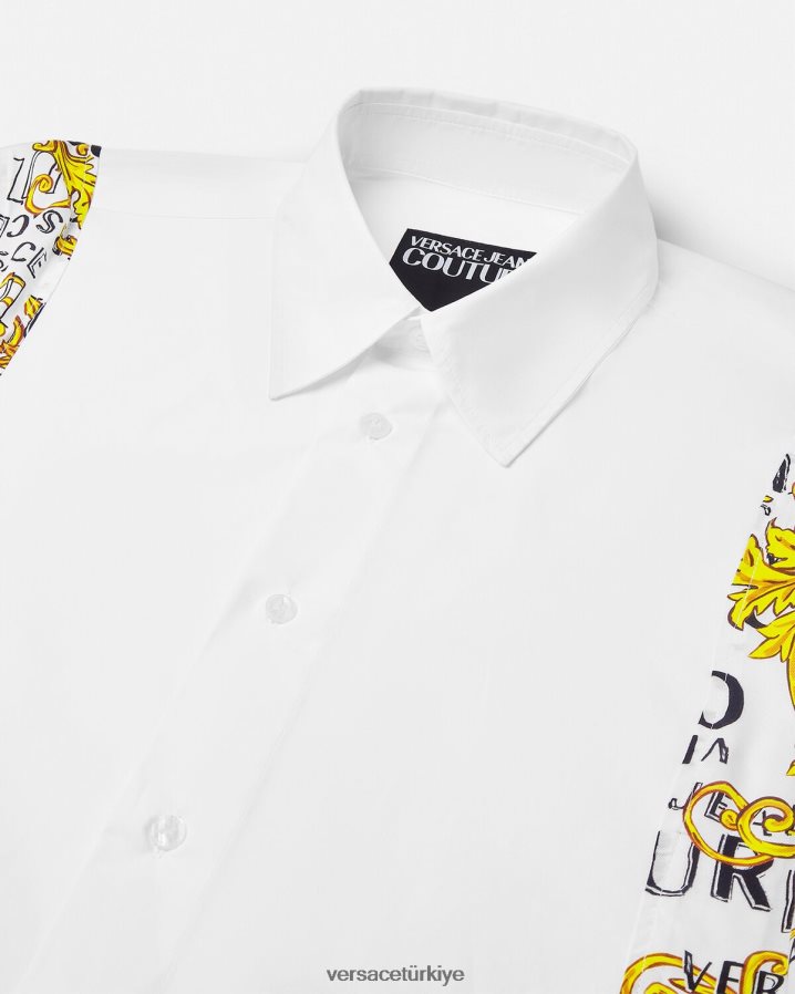 Versace logo couture gömlek erkekler beyaz Giyim B0HHR82399