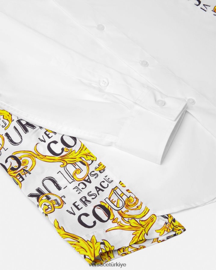 Versace logo couture gömlek erkekler beyaz Giyim B0HHR82399
