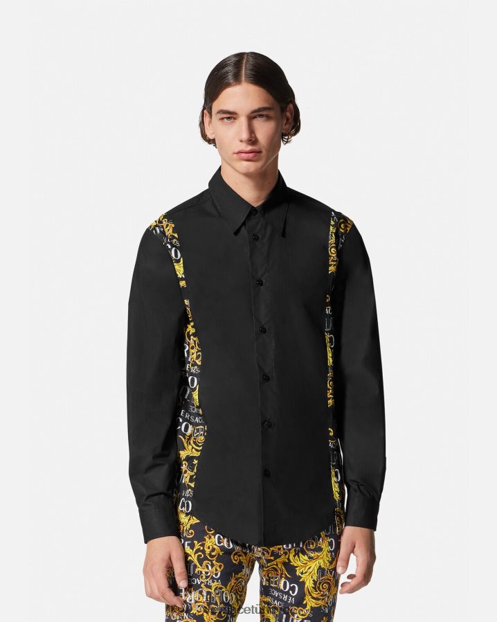 Versace logo couture gömlek erkekler siyah Giyim B0HHR82397