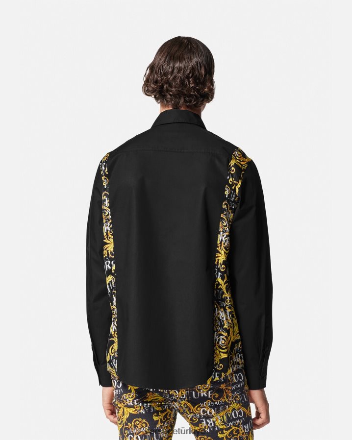 Versace logo couture gömlek erkekler siyah Giyim B0HHR82397