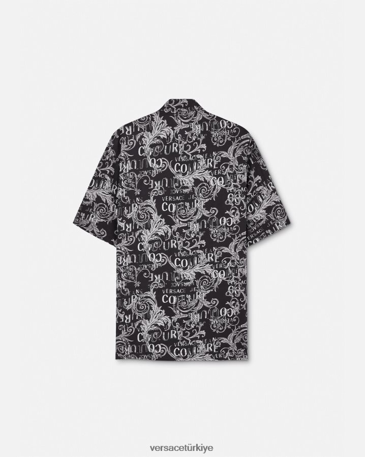 Versace logo couture gömlek erkekler siyah ve baskı Giyim B0HHR82398