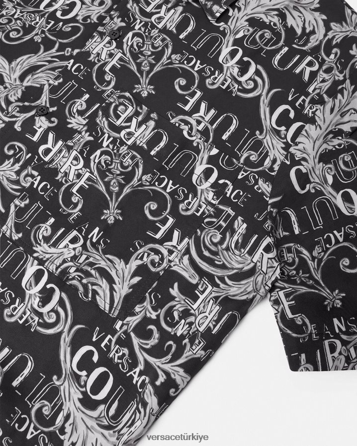 Versace logo couture gömlek erkekler siyah ve baskı Giyim B0HHR82398