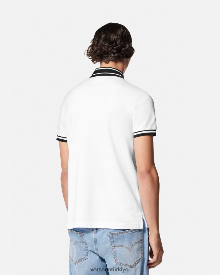 Versace logo polo gömlek erkekler beyaz Giyim B0HHR82360