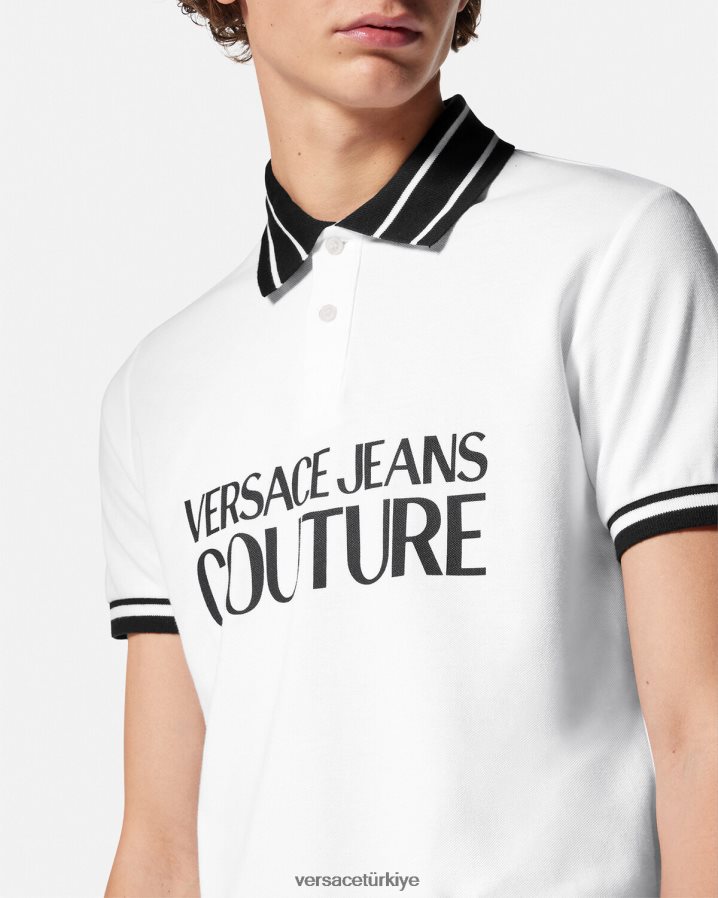 Versace logo polo gömlek erkekler beyaz Giyim B0HHR82360