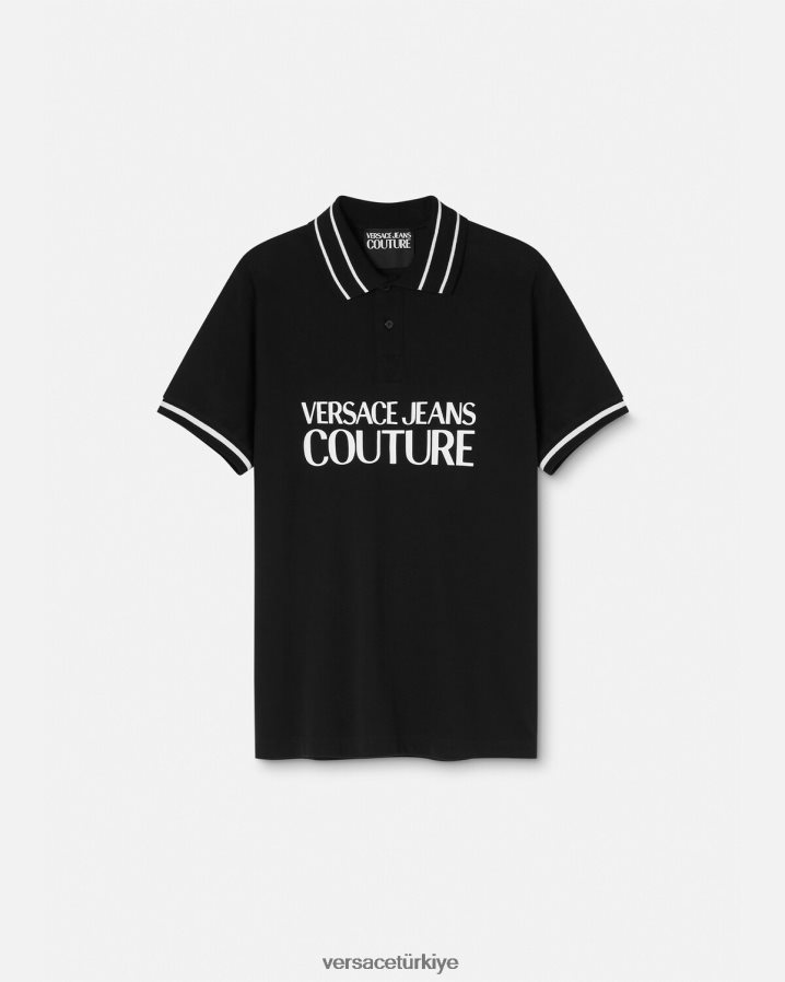 Versace logo polo gömlek erkekler siyah Giyim B0HHR82361