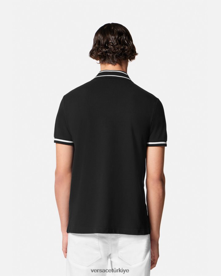 Versace logo polo gömlek erkekler siyah Giyim B0HHR82361