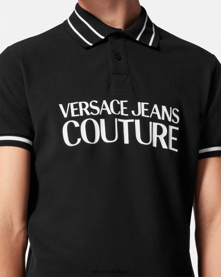 Versace logo polo gömlek erkekler siyah Giyim B0HHR82361