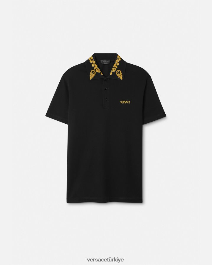 Versace maschera barok polo gömlek erkekler siyah Giyim B0HHR81389