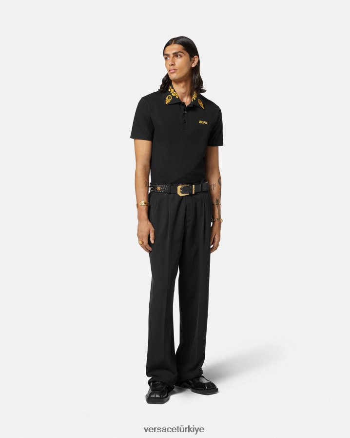 Versace maschera barok polo gömlek erkekler siyah Giyim B0HHR81389