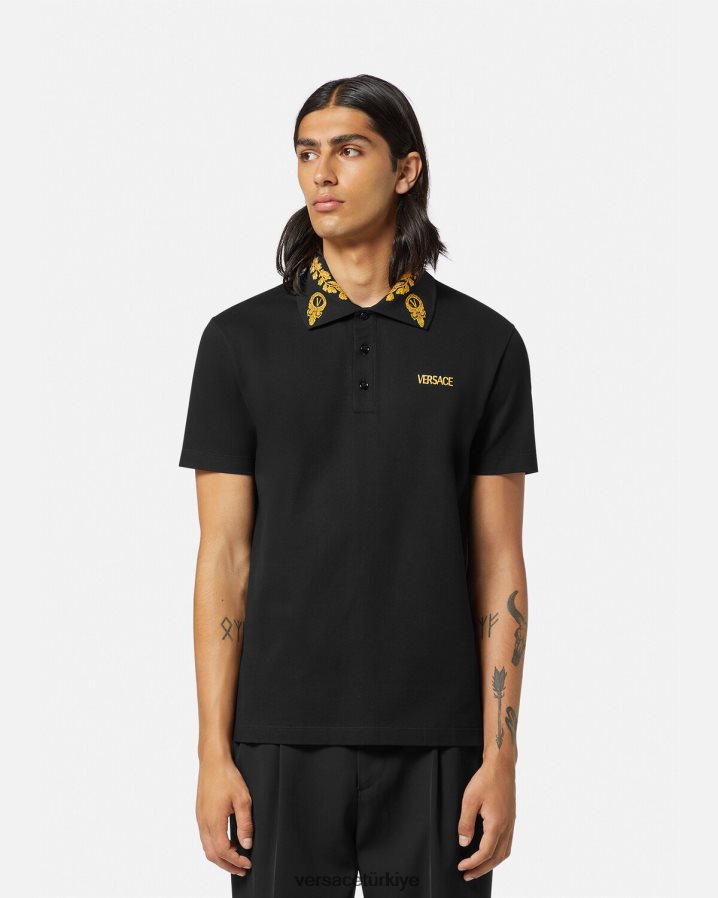 Versace maschera barok polo gömlek erkekler siyah Giyim B0HHR81389