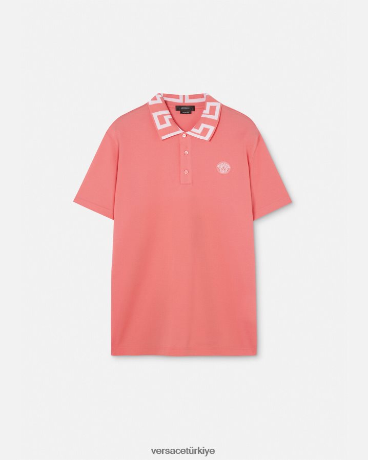 Versace medusa greca polo gömlek erkekler pembe Giyim B0HHR81357