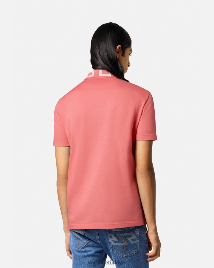 Versace medusa greca polo gömlek erkekler pembe Giyim B0HHR81357