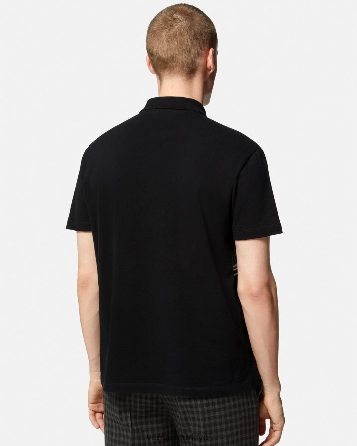Versace medusa işlemeli polo gömlek erkekler siyah Giyim B0HHR81395