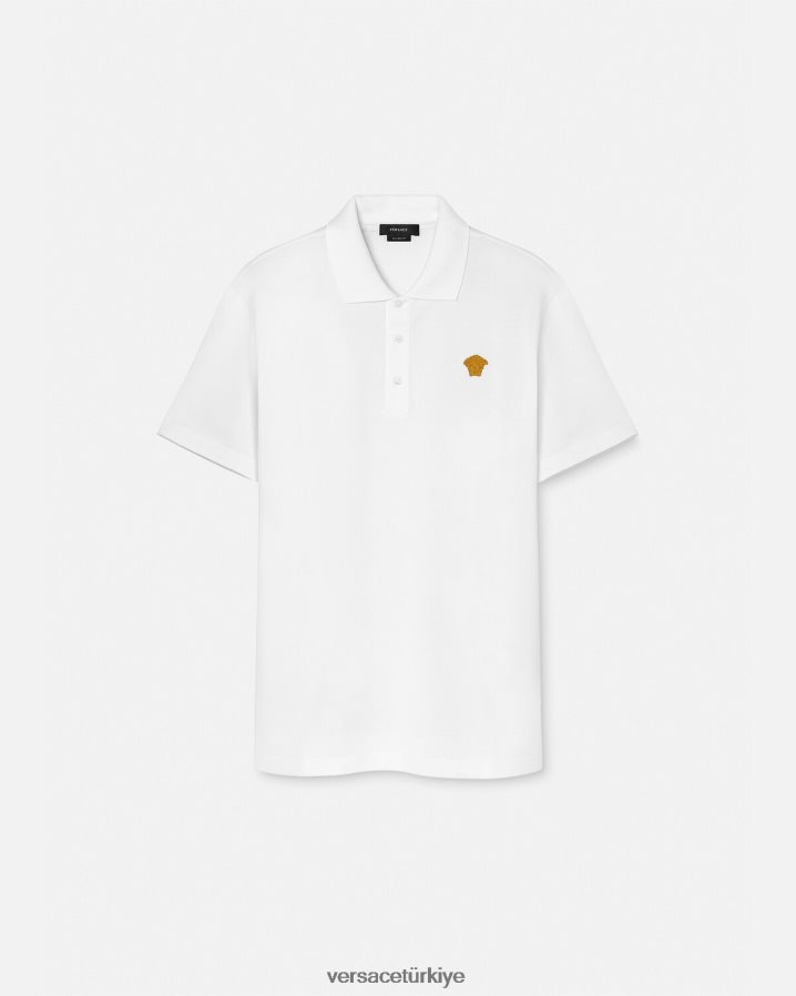 Versace medusa kısa kollu polo gömlek erkekler beyaz Giyim B0HHR81372
