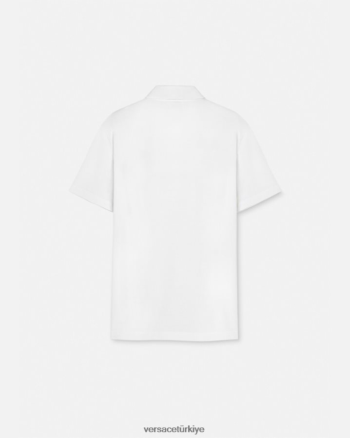 Versace medusa kısa kollu polo gömlek erkekler beyaz Giyim B0HHR81372
