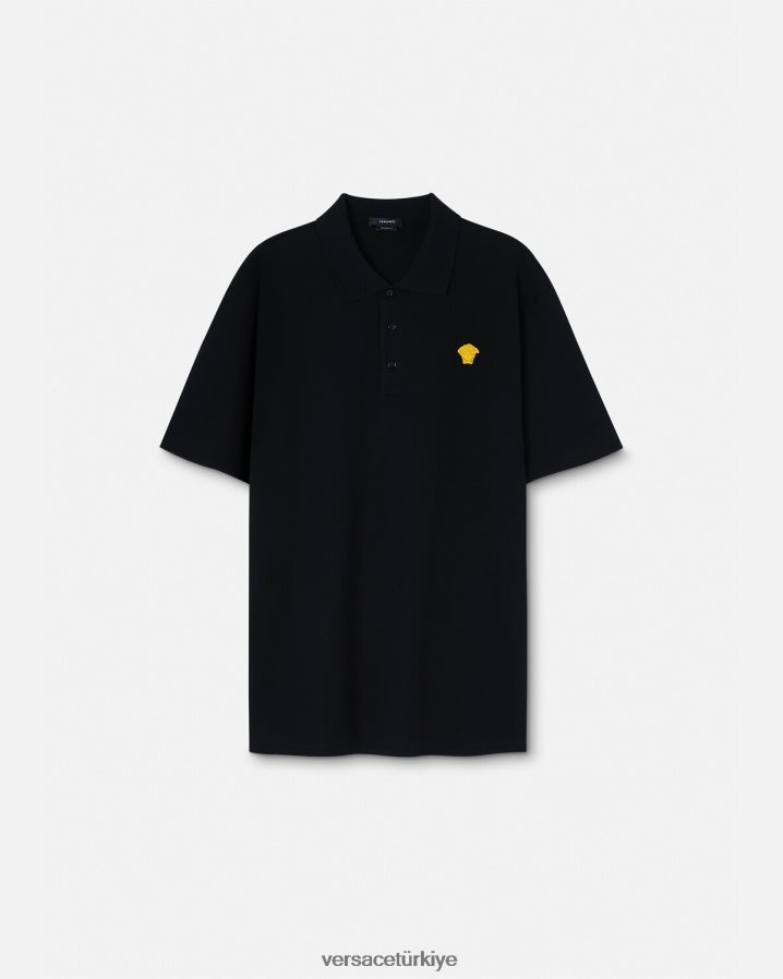 Versace medusa kısa kollu polo gömlek erkekler siyah Giyim B0HHR81373