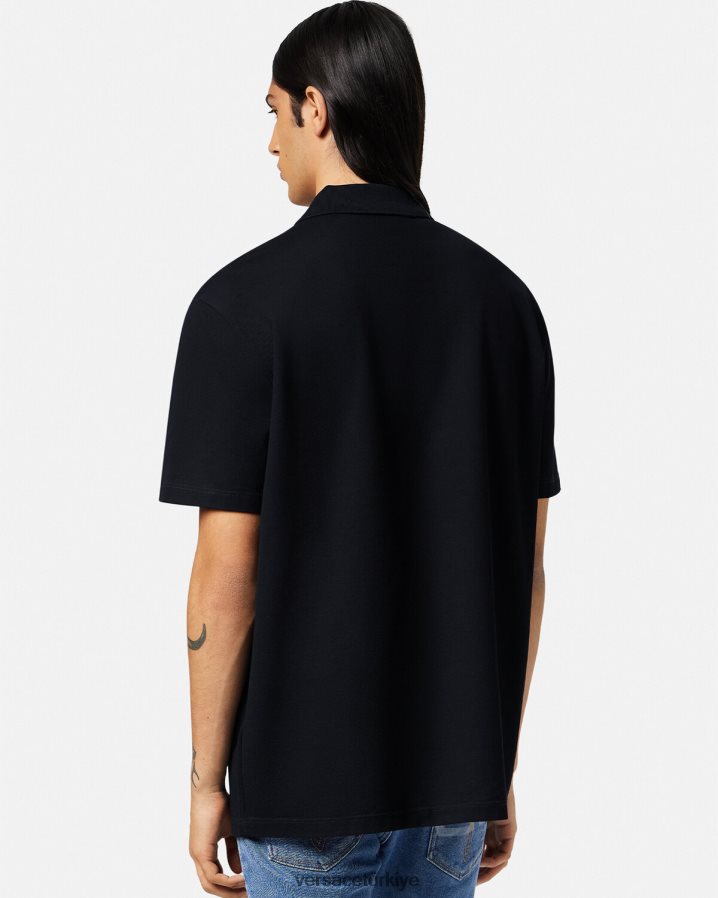 Versace medusa kısa kollu polo gömlek erkekler siyah Giyim B0HHR81373