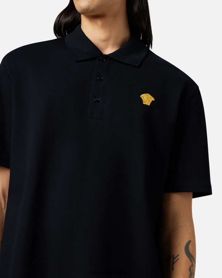 Versace medusa kısa kollu polo gömlek erkekler siyah Giyim B0HHR81373