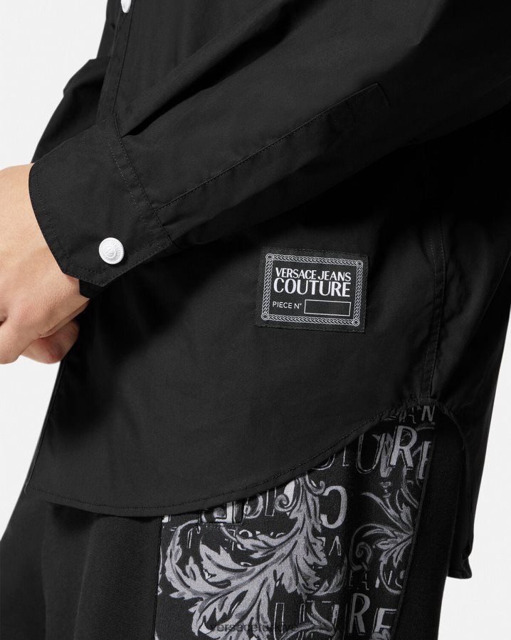 Versace parça numarası logolu gömlek erkekler siyah Giyim B0HHR82401