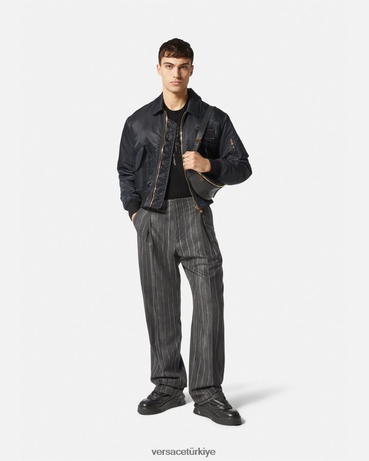 Versace barok siluet tişört erkekler siyah Giyim B0HHR81378