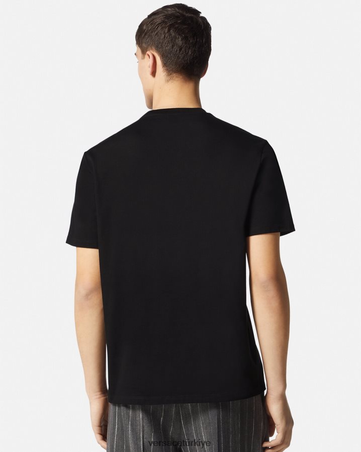 Versace barok siluet tişört erkekler siyah Giyim B0HHR81378