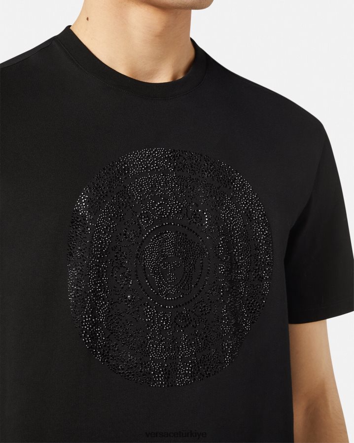 Versace barok siluet tişört erkekler siyah Giyim B0HHR81378