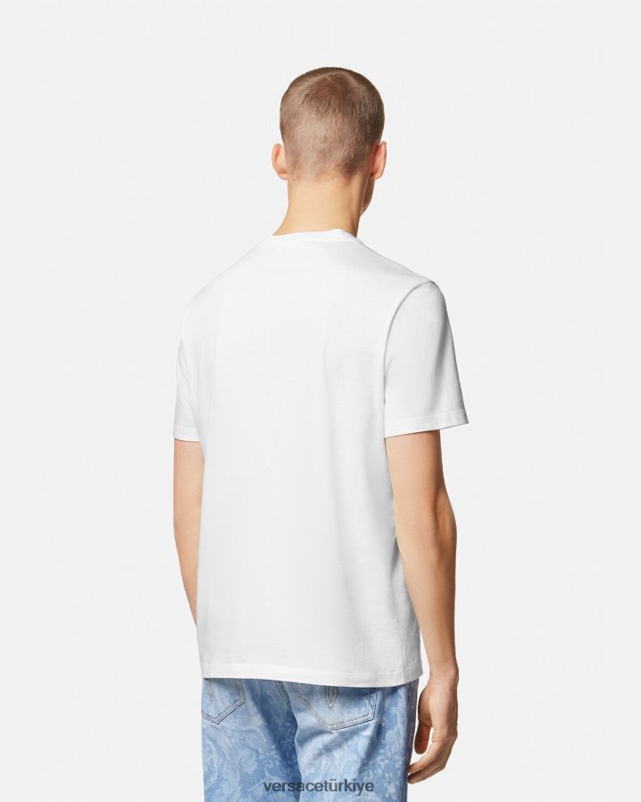 Versace deniz kabuğu barok logolu tişört erkekler beyaz Giyim B0HHR81360
