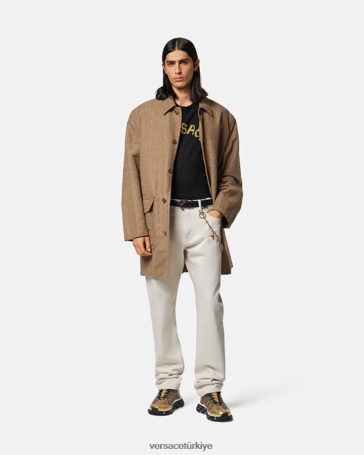 Versace deniz kabuğu barok logolu tişört erkekler siyah Giyim B0HHR81359