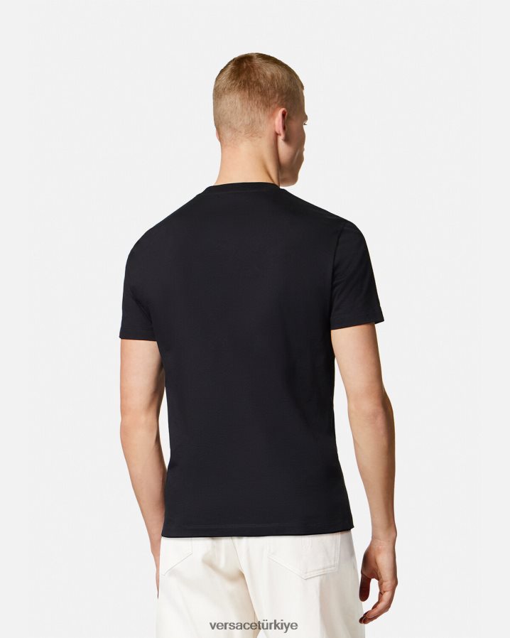 Versace deniz kabuğu işlemeli barok tişört erkekler siyah Giyim B0HHR81363