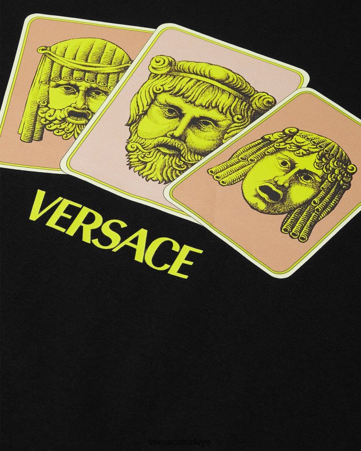Versace le maschere tişört erkekler siyah Giyim B0HHR81382