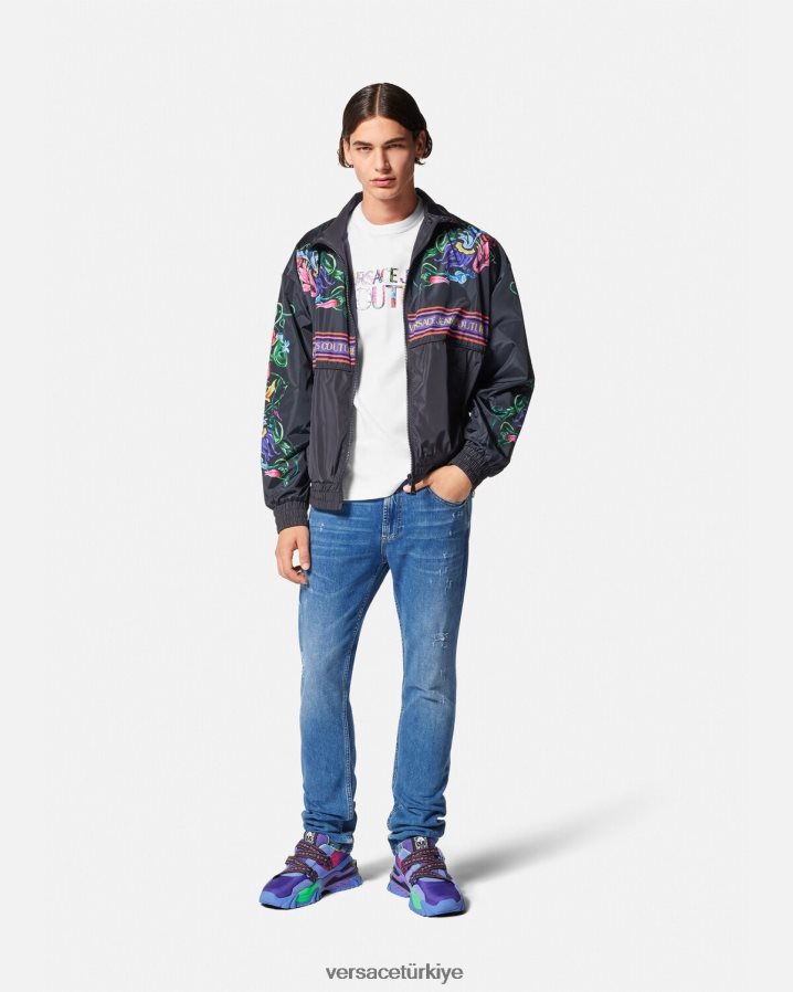 Versace logolu tişört erkekler beyaz Giyim B0HHR82370