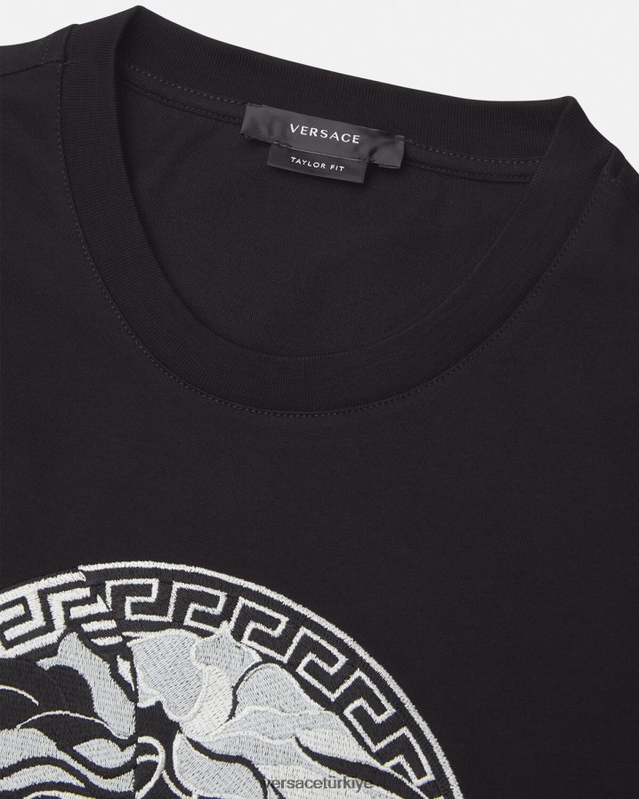 Versace medusa logolu tişört erkekler siyah Giyim B0HHR81397